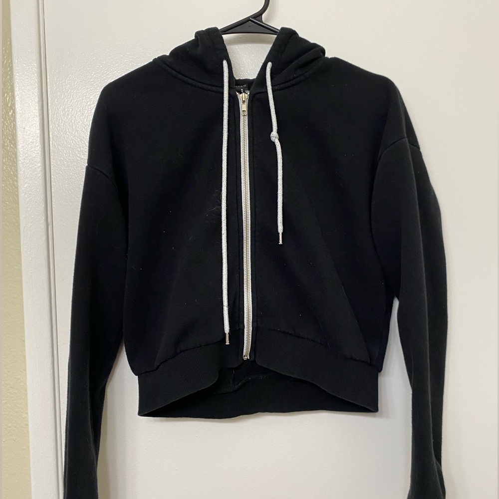 Black Forever 21 cropped jacket with hood